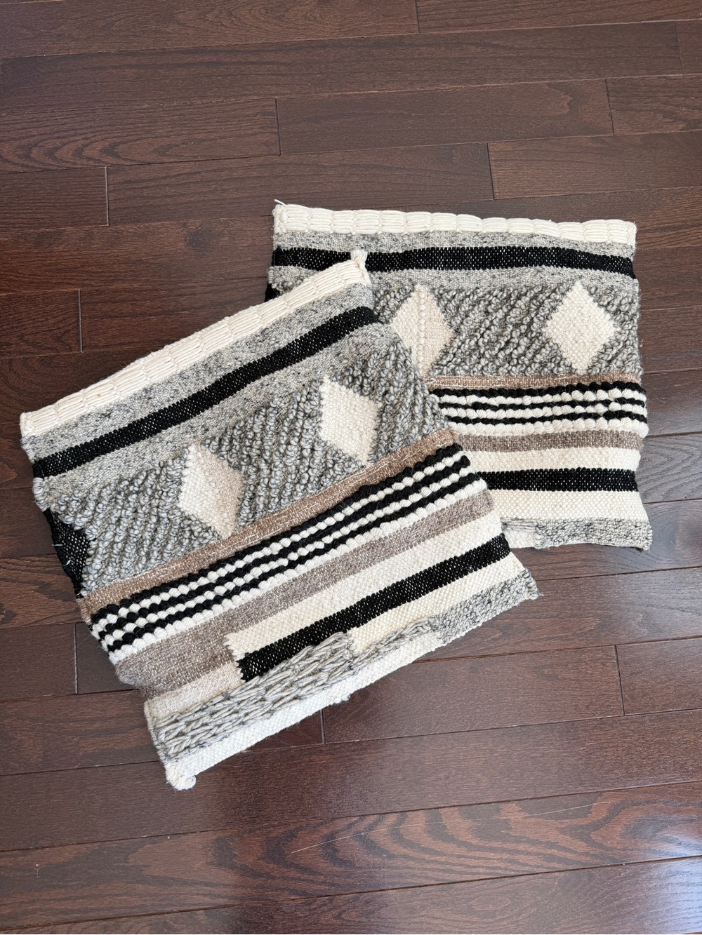 Handwoven Geometric Boho Throw Pillows - Neutral Stripe Set by Magnolia Joanna G